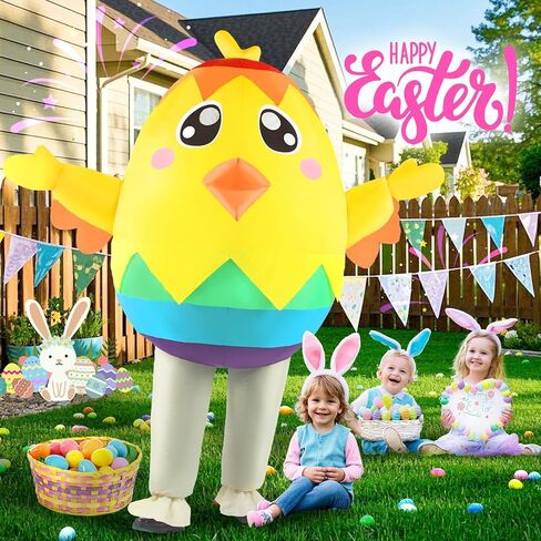 Easter Inflatable Chicken Costume Adult Blow-up Egg Chick Men Women Fancy Dress Outfit for Party Holiday Full Body in Saudi Arabia