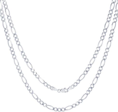 Nuragold 10k Real White Gold Solid Figaro Link 4.5mm Chain Necklace (18"-30") Italian Jewelry for Men in Saudi Arabia