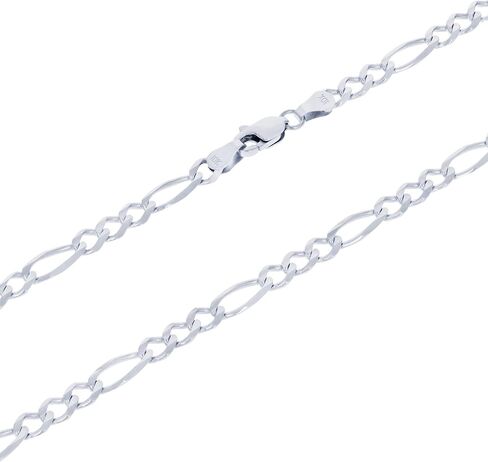 Nuragold 10k Real White Gold Solid Figaro Link 4.5mm Chain Necklace (18"-30") Italian Jewelry for Men in Saudi Arabia