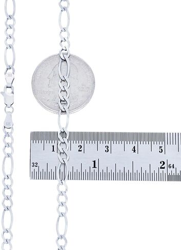 Nuragold 10k Real White Gold Solid Figaro Link 4.5mm Chain Necklace (18"-30") Italian Jewelry for Men in Saudi Arabia