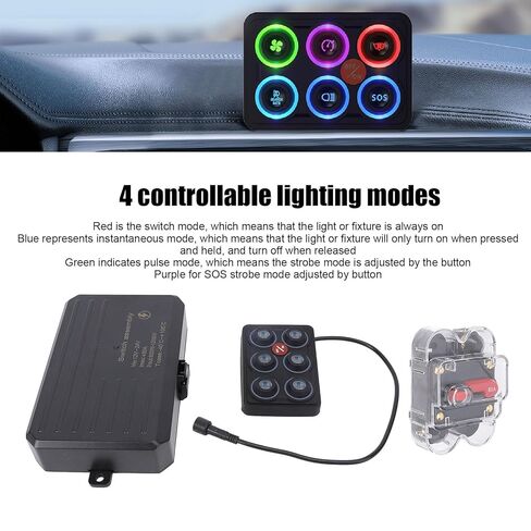 6 Gang Panel RGB DC 12V to 24V Auto Dimming IP68 Waterproofing Circuit Control Relay System Box for Car Pickup Truck UTV Boat Yacht Experience with Dimm 6 Gang Panel12V 24V in Saudi Arabia