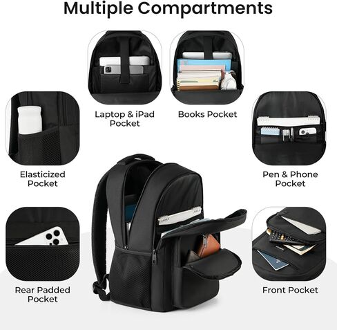 YAMTION Laptop Backpack for Men and Women, Black Backpack, School Backpack for Boys and Girls, Bookbag, Work Backpack with USB Charging Port Fits 15.6 Inch Laptop and Notebook in Saudi Arabia