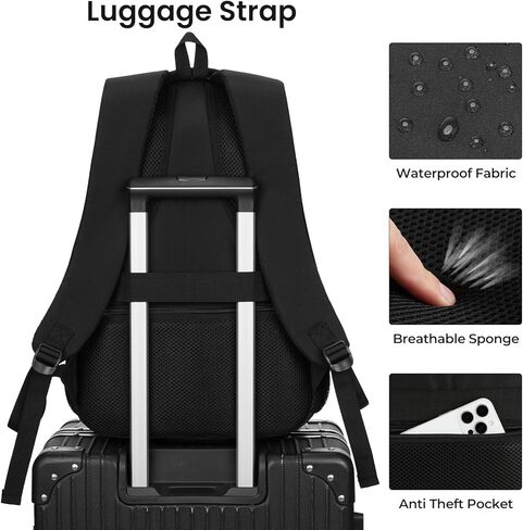 YAMTION Laptop Backpack for Men and Women, Black Backpack, School Backpack for Boys and Girls, Bookbag, Work Backpack with USB Charging Port Fits 15.6 Inch Laptop and Notebook in Saudi Arabia