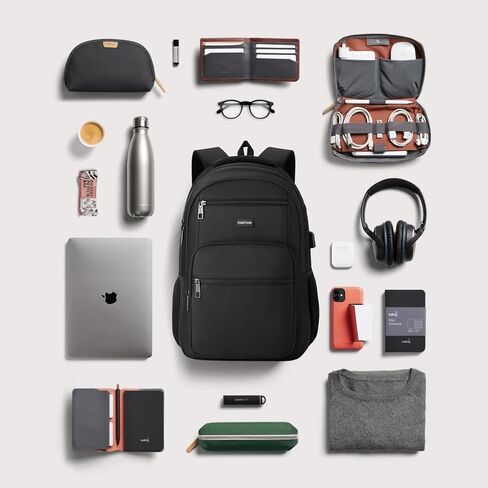 YAMTION Laptop Backpack for Men and Women, Black Backpack, School Backpack for Boys and Girls, Bookbag, Work Backpack with USB Charging Port Fits 15.6 Inch Laptop and Notebook in Saudi Arabia