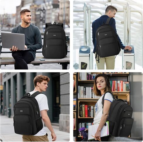 YAMTION Laptop Backpack for Men and Women, Black Backpack, School Backpack for Boys and Girls, Bookbag, Work Backpack with USB Charging Port Fits 15.6 Inch Laptop and Notebook in Saudi Arabia