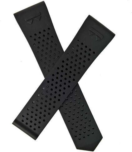 Black FKM Rubber watch strap with quick release mechanism to fit TAG Heuer Connected E4 42 mm smart watches. in Kuwait