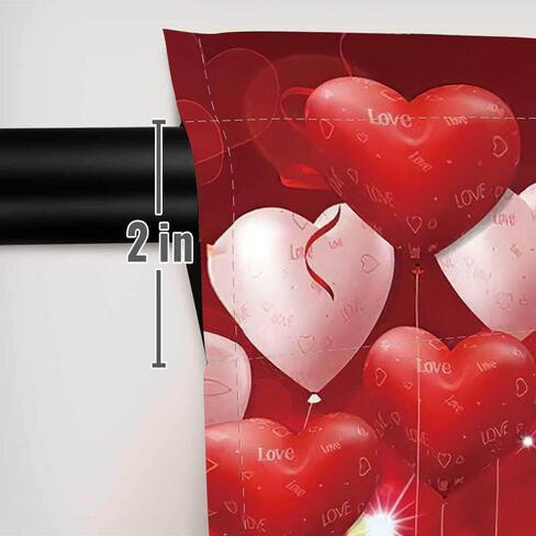 82 × 84 بوصة ستائر عيد الحب لغرفة المعيشة بالون الحب الأحمر نافذة ستارة قضيب الجيب ديكور المنزل غرفة النوم المطبخ المكتب نافذة الديكور الستائر in Saudi Arabia