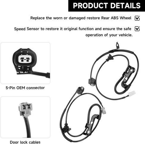 2Pcs Set Wire Harness for Rear Left and Right ABS Wheel Speed Sensor for Lexus ES300 2002-2003 / ES330 2004-2006 for Toyota Camry 2002-2006 / Solara 2004-2008 | Without Sensor in Saudi Arabia