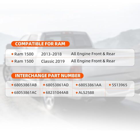 مستشعر سرعة عجلة ABS مكون من 4 لـ Ram 1500 2013-2018، 4 قطع استبدال #19181873 مستشعر سرعة ABS مقاوم للماء والغبار متوافق مع Ram 1500 Classic 2019 جميع المحركات الأمامية والخلفية in Kuwait