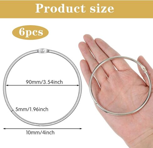 6 Pack 4 Inch Loose Leaf Binder Rings, Plated Steel Metal Rings for Books, Index Cards, Receipts, Memos, Files, DIY Photos, Craft Supplies, Keychains, Office and Home Use in Saudi Arabia