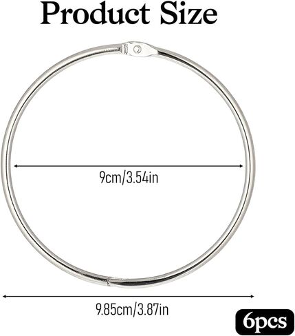6 Pack Metal Rings for Index Cards 4 inch Large Binder Book Rings Plated Book Ring Loose Leaf Binder for Keychains Washi Tape Organizer Storage Ring Hoop for Home Office Paper Receipts Photos in Saudi Arabia