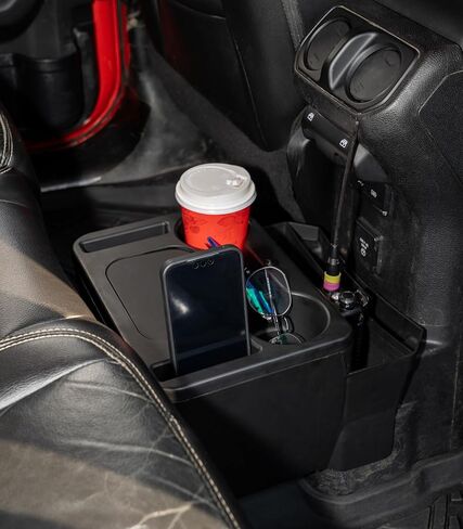 Trash Can with Cup Holder for Wrangler JL JLU & Gladiator JT, Large Rear Storage Organizer with Cup Holder & Phone Holder Multi-Function Jeep Accessories for Wrangler JL JLU & Gladiator JT 2018-2025 in Saudi Arabia