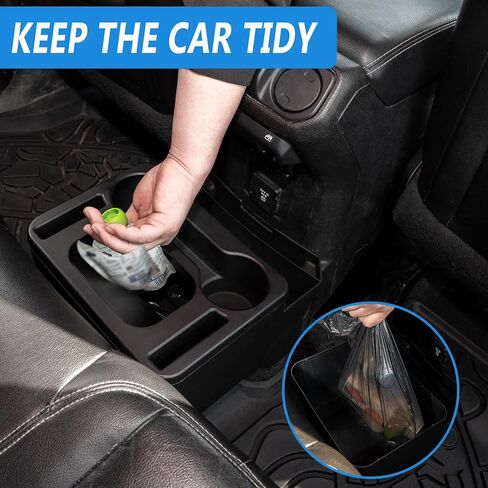 Trash Can with Cup Holder for Wrangler JL JLU & Gladiator JT, Large Rear Storage Organizer with Cup Holder & Phone Holder Multi-Function Jeep Accessories for Wrangler JL JLU & Gladiator JT 2018-2025 in Saudi Arabia