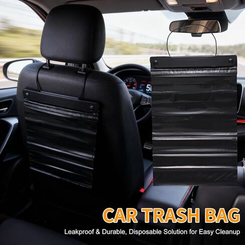 أكياس قمامة السيارة للاستعمال مرة واحدة معلقة، مقاومة للتسرب، مقاومة للرائحة، أكياس قمامة كبيرة للسيارات بسعة 2 جالون للشاحنات، سيارات الدفع الرباعي، المركبات الترفيهية، المركبات (أسود، عدد 10) in Kuwait