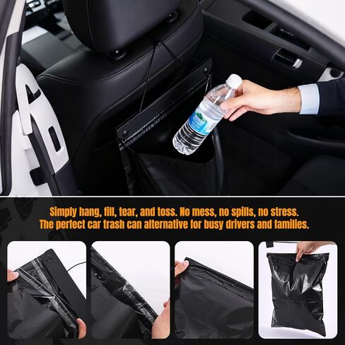 أكياس قمامة السيارة للاستعمال مرة واحدة معلقة، مقاومة للتسرب، مقاومة للرائحة، أكياس قمامة كبيرة للسيارات بسعة 2 جالون للشاحنات، سيارات الدفع الرباعي، المركبات الترفيهية، المركبات (أسود، عدد 10) in Kuwait