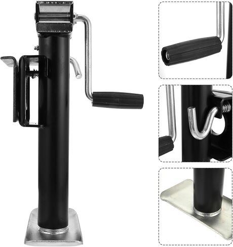Yardwe Manual Trailer Jack Stabilizer for Rv and Camper, Black Side Crank Car Supporting Jack with 900kg Load Capacity, Portable Vehicle Lifting and Stabilizing Tool for Travel Trailers in Kuwait