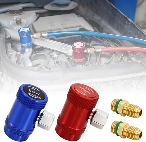 R1234yf Quick Coupler Adapter Set of 2, Adjustable High & Low Side Quick Connect Fittings with 1/4" SAE Flare for AC Recharge, Evacuation & Air Conditioning Service in Saudi Arabia