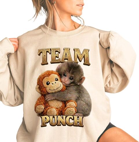 Team Punch Monkey Sweatshirt, Baby Monkey Punch Shirt, Cute Monkey Sweater, Animal Lover Gift, Toy Outfit in Kuwait