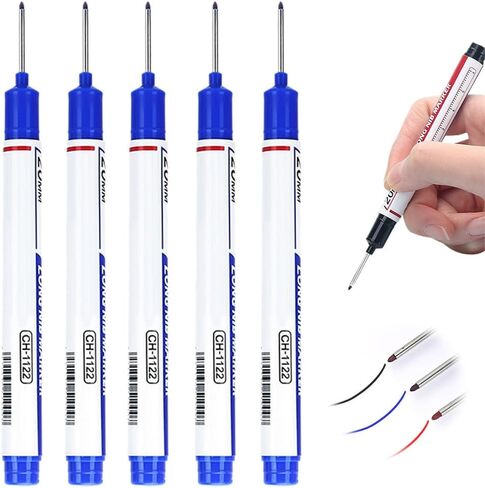 Upgrade Long Head Deep Hole Marker Pens, 20mm Quick-dry Waterproof Long Nib Permanent Markers, Construction Marking Tool, Carpenter Ink Marker Pens Metal Marking Pen (5 color) in Kuwait