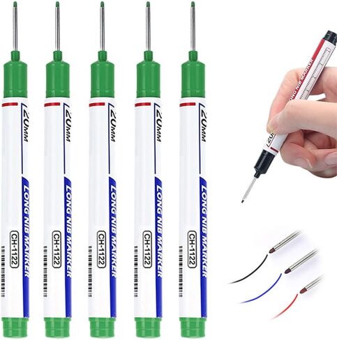 Upgrade Long Head Deep Hole Marker Pens, 20mm Quick-dry Waterproof Long Nib Permanent Markers, Construction Marking Tool, Carpenter Ink Marker Pens Metal Marking Pen (5 color) in Kuwait