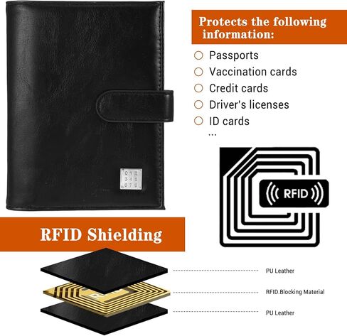 غطاء حامل جواز السفر، حقيبة يد لتنظيم المستندات بخاصية RFID، محفظة جواز السفر للسفر مع إغلاق آمن بسحاب، حافظة بطاقات الائتمان من جلد البولي يوريثان، محفظة سفر in Kuwait