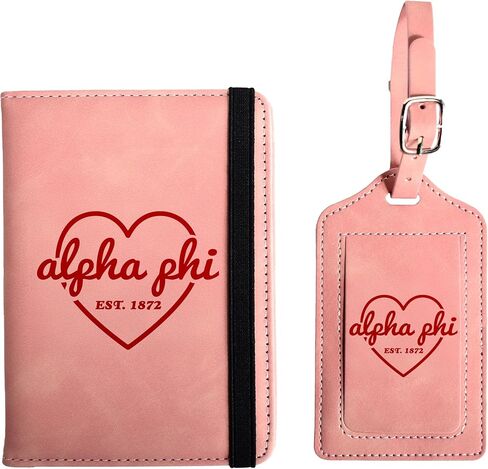 Alpha Phi Passport Holder and Luggage Tag Travel Accessories Set, Officially Licensed Alpha Phi Sorority Gift for Women in Saudi Arabia