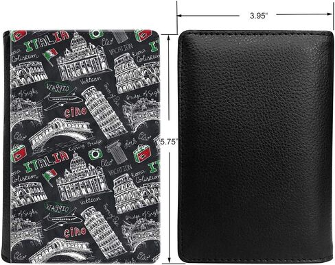 محفظة سفر من جلد البولي يوريثان لحامل جواز السفر مع غطاء بطاقة حجب RFID بنمط فريد (رمز إيطاليا على طراز السبورة مع برج بيزا المائل £ in Kuwait