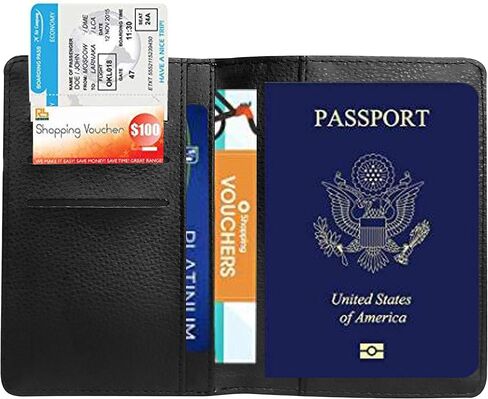 محفظة سفر من جلد البولي يوريثان لحامل جواز السفر مع غطاء بطاقة حجب RFID بنمط فريد (رمز إيطاليا على طراز السبورة مع برج بيزا المائل £ in Kuwait