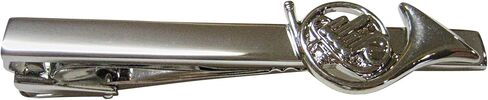 Kiola Designs Silver Toned French Horn Musical Instrument Square Tie Clip in Saudi Arabia