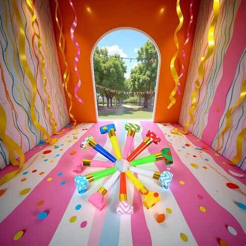 30 Pcs Party Blower Multicolor Musical Blowouts Whistles Funny Party Noisemakers Party Horns Party Supplies in Kuwait