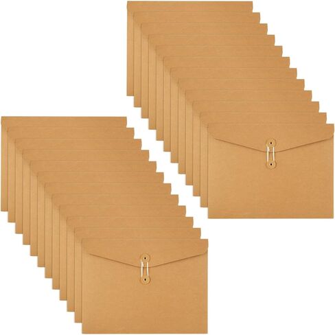 25 PCS Horizontal Kraft Paper String Envelope File Folder a4 String Tie Closure Paper Pocket Folders Kraft Project Pocket with String a4 Top Secret Folder for Office, Letter, File in Saudi Arabia