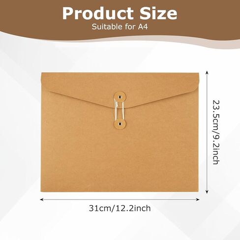 25 PCS Horizontal Kraft Paper String Envelope File Folder a4 String Tie Closure Paper Pocket Folders Kraft Project Pocket with String a4 Top Secret Folder for Office, Letter, File in Saudi Arabia