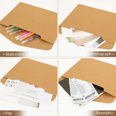 25 PCS Horizontal Kraft Paper String Envelope File Folder a4 String Tie Closure Paper Pocket Folders Kraft Project Pocket with String a4 Top Secret Folder for Office, Letter, File in Saudi Arabia