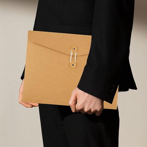25 PCS Horizontal Kraft Paper String Envelope File Folder a4 String Tie Closure Paper Pocket Folders Kraft Project Pocket with String a4 Top Secret Folder for Office, Letter, File in Saudi Arabia