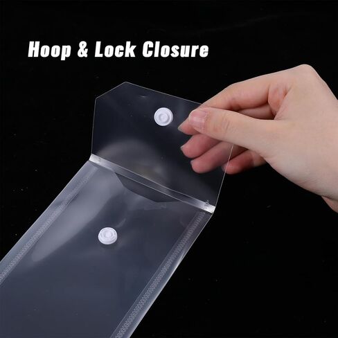 10 Pack Clear Plastic Envelopes Receipt Stickers Storage Holder Hook Loop Closure Document Folders Reusable Waterproof Clear Envelope Pouch for Receipt Cash Office Supplies Organization in Saudi Arabia