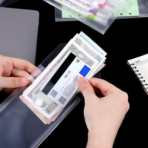 10 Pack Clear Plastic Envelopes Receipt Stickers Storage Holder Hook Loop Closure Document Folders Reusable Waterproof Clear Envelope Pouch for Receipt Cash Office Supplies Organization in Saudi Arabia