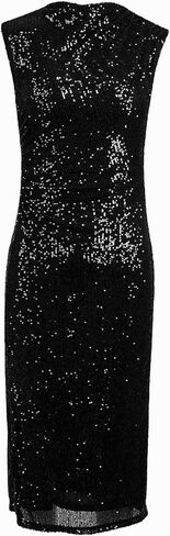 Anne Klein Women's Sleeveless Sequin Mesh Ruched Midi Dress in Saudi Arabia