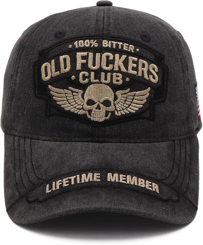 Old F𝗎ckers Club Hat Funny Old F𝗎ckers Vintage Washed Hats Adjustable Embroidered Baseball Caps for Men Black in Saudi Arabia