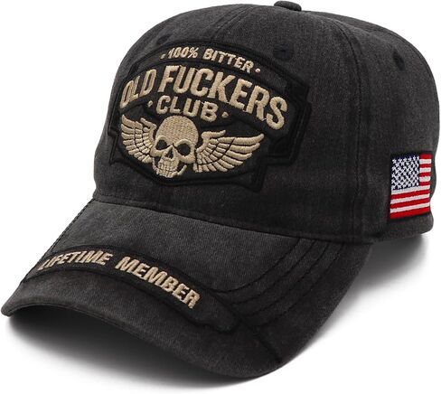 Old F𝗎ckers Club Hat Funny Old F𝗎ckers Vintage Washed Hats Adjustable Embroidered Baseball Caps for Men Black in Saudi Arabia