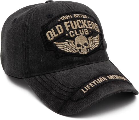 Old F𝗎ckers Club Hat Funny Old F𝗎ckers Vintage Washed Hats Adjustable Embroidered Baseball Caps for Men Black in Saudi Arabia