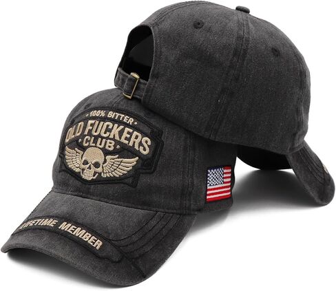Old F𝗎ckers Club Hat Funny Old F𝗎ckers Vintage Washed Hats Adjustable Embroidered Baseball Caps for Men Black in Saudi Arabia