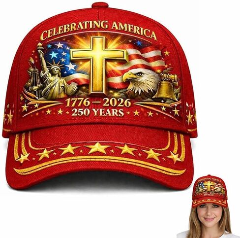 250th الذكرى الوطنية قبعة العلم الأمريكي النسر والصليب طباعة قبعة بيسبول 1776-2026 الحرية قابل للتعديل قبعة الرجال النساء in Saudi Arabia