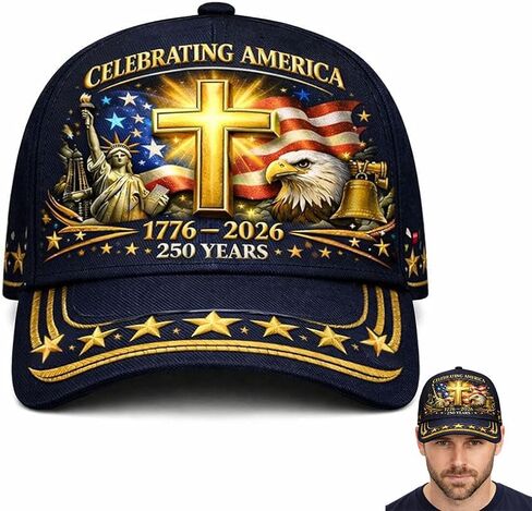 250th الذكرى الوطنية قبعة العلم الأمريكي النسر والصليب طباعة قبعة بيسبول 1776-2026 الحرية قابل للتعديل قبعة الرجال النساء in Saudi Arabia