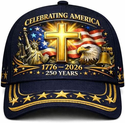 250th الذكرى الوطنية قبعة العلم الأمريكي النسر والصليب طباعة قبعة بيسبول 1776-2026 الحرية قابل للتعديل قبعة الرجال النساء in Saudi Arabia