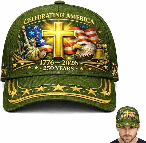 250th الذكرى الوطنية قبعة العلم الأمريكي النسر والصليب طباعة قبعة بيسبول 1776-2026 الحرية قابل للتعديل قبعة الرجال النساء in Saudi Arabia