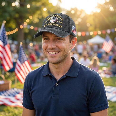 2 PCS 250th Anniversary USA Hat, United States 250 Year American Anniversary Baseball Cap 1776-2026 American Eagles Patriotic Embroidered Hats for Men Women Black in Saudi Arabia