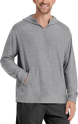 ODODOS Men's Performance Half-Zip Hoodie - Ultra Soft odSTRATUM Tech Pullover UPF 50+ Long Sleeve Tops with Kangaroo Pocket in Saudi Arabia