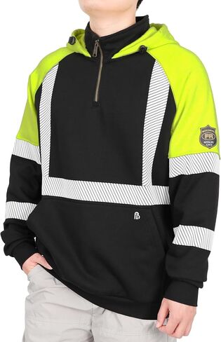 BOCOMAL FR هوديس Hi-Vis 12oz قطن ثقيل الوزن 1/4 سحاب Mockneck عاكس بلوزات مقاومة للهب in Saudi Arabia