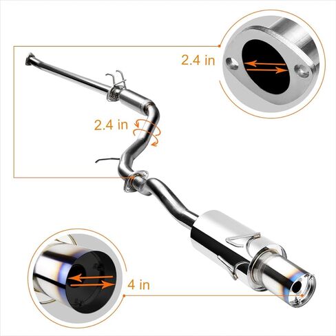 PM PERFORMOTOR 4" Burnt Tip Muffler Stainless Catback Exhaust Compatible with 06-11 Honda Civic EX/LX/DX in Saudi Arabia