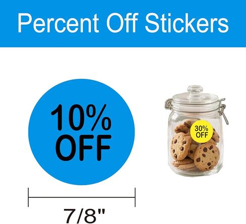 10 to 60 Percent Off Sticker, Circle Discount Sticker for Retail Store Shops, Small Circle Sale Stickers for Clearance, Yard Sales, Supermarkets, and Warehouses(7/8",560PCS) in Kuwait